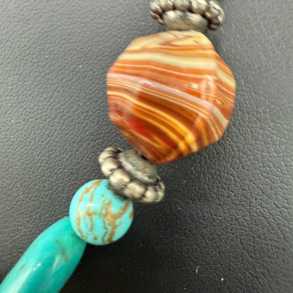 Czech Glass and Dyed Howlite Beaded Necklace - Picture 4 of 16